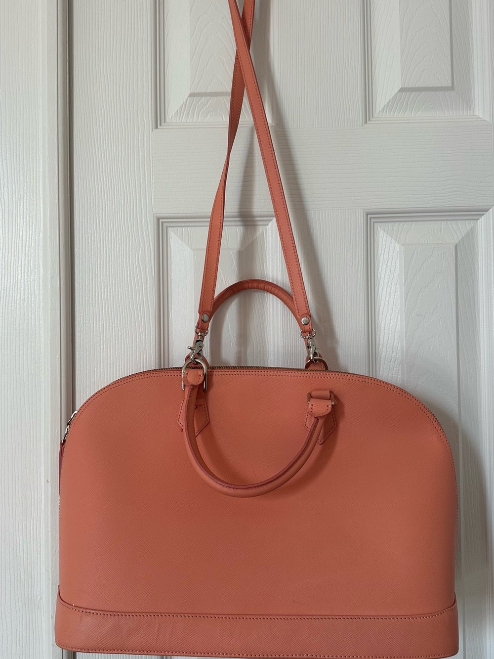 Coral Dome leather Satchel with Detachable Strap